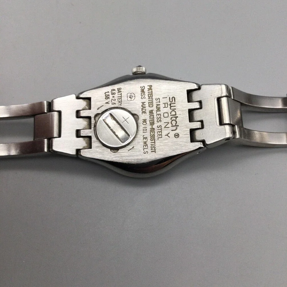 Vintage Swatch Irony Frivole Womens Watch 24mm Black Stainless New Battery 6.25